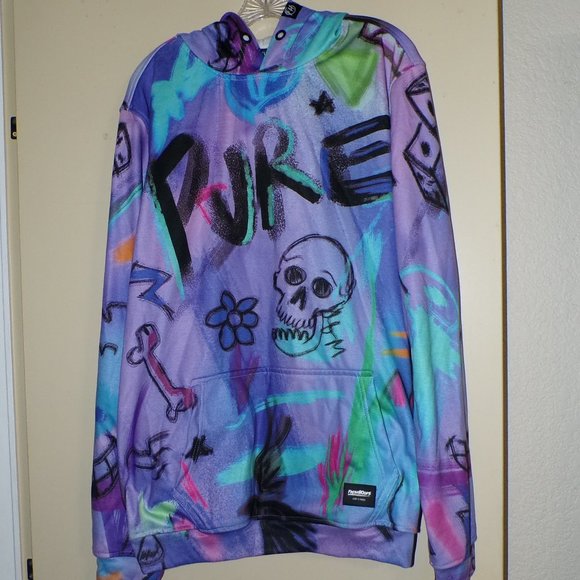 " FRESHOODS " PURE PATTERN MULTI-COLORED LONG SLEEVE HOODED SWEATSHIRT - Picture 2 of 12